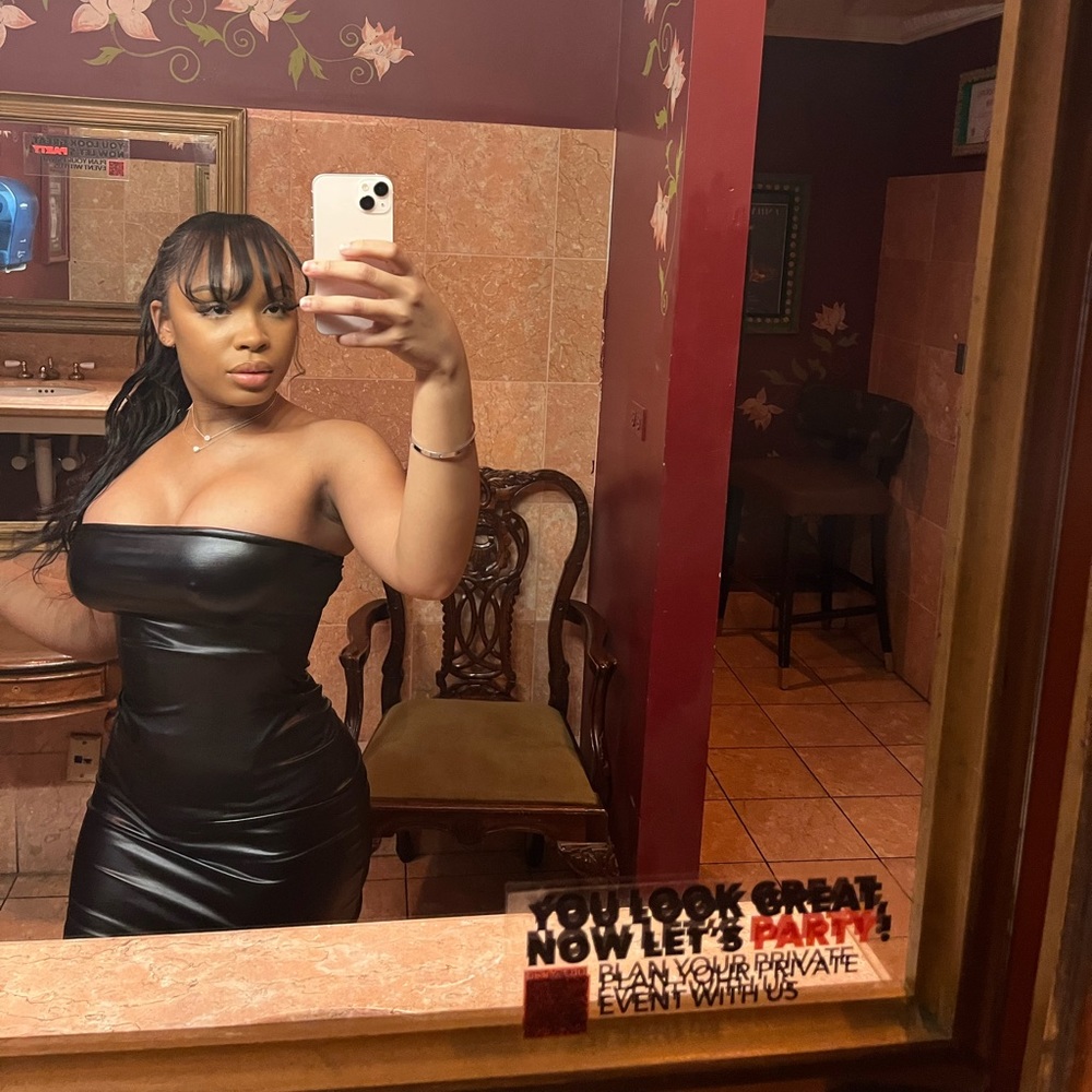 Strapless Faux Leather Bodycon Dress -Akira